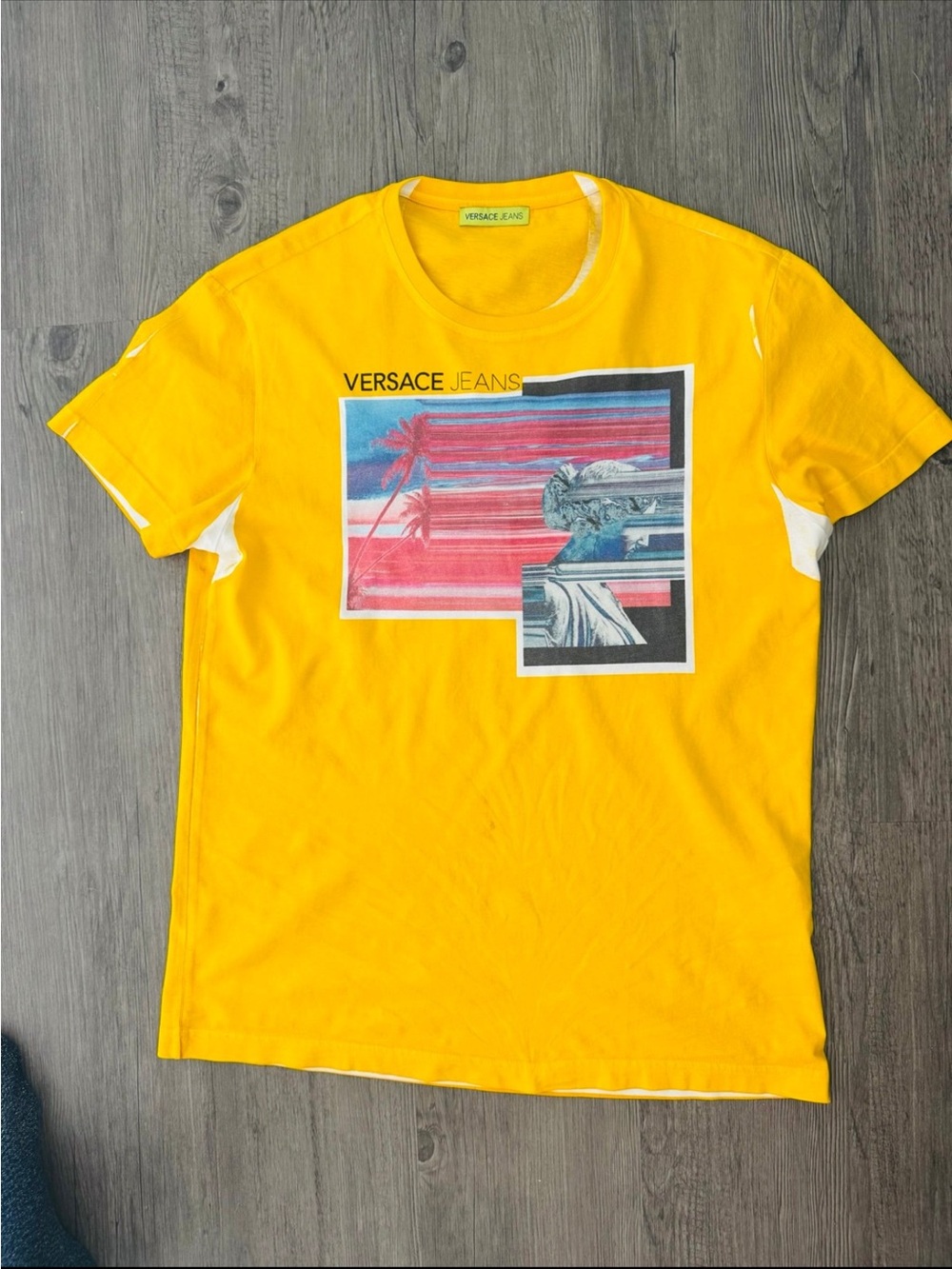 Versace Jeans Collection unisex  Yellow Graphic Crewneck T-Shirt